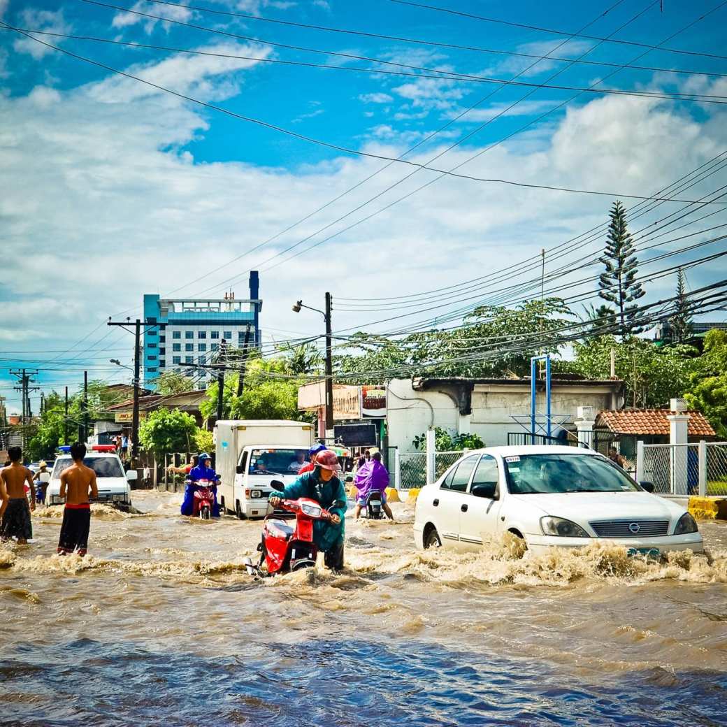 Land met overstroming. Ontwikkelingshulp International Social Work