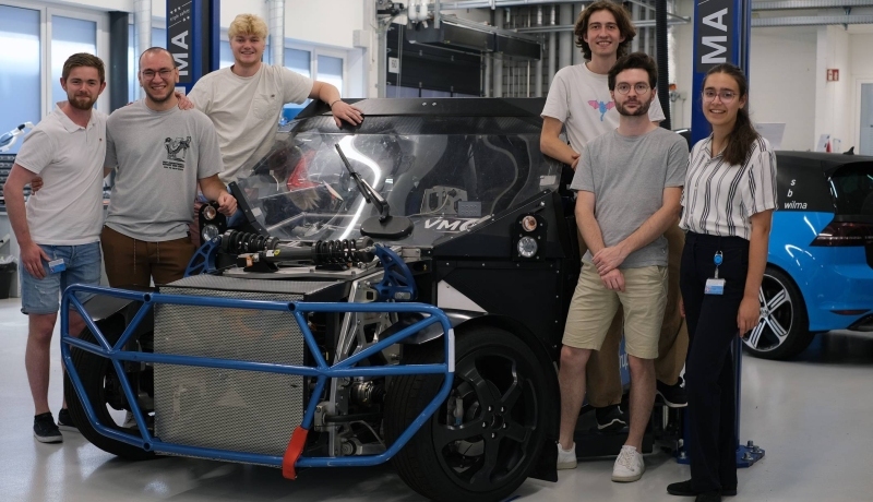Three HAN students from the Netherlands, one student from ETH Zurich, and two from Purdue University with the MRP, the vehicle that started MORE. Photo: Georgi Georgiev.
