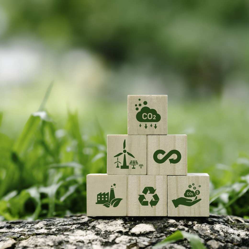 Stock photo with blocks of sustainability