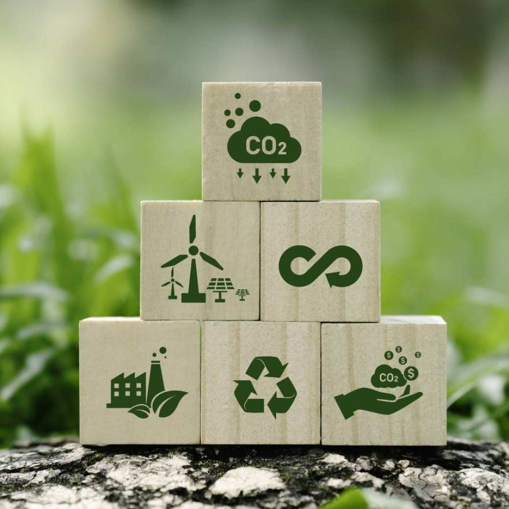Stock photo with blocks of sustainability