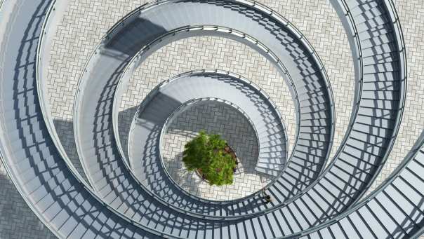 International-School Of Business CIBR Website Header. Spiral stairs