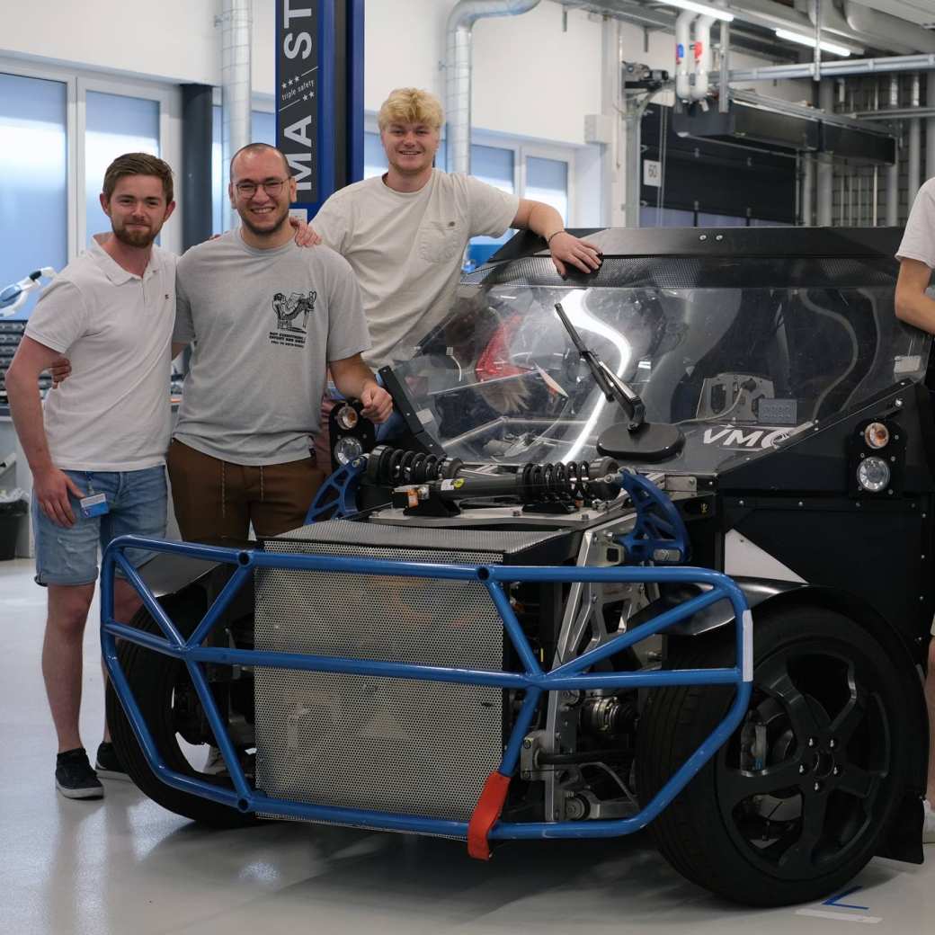 Three HAN students from the Netherlands, one student from ETH Zurich, and two from Purdue University with the MRP, the vehicle that started MORE. Photo: Georgi Georgiev.