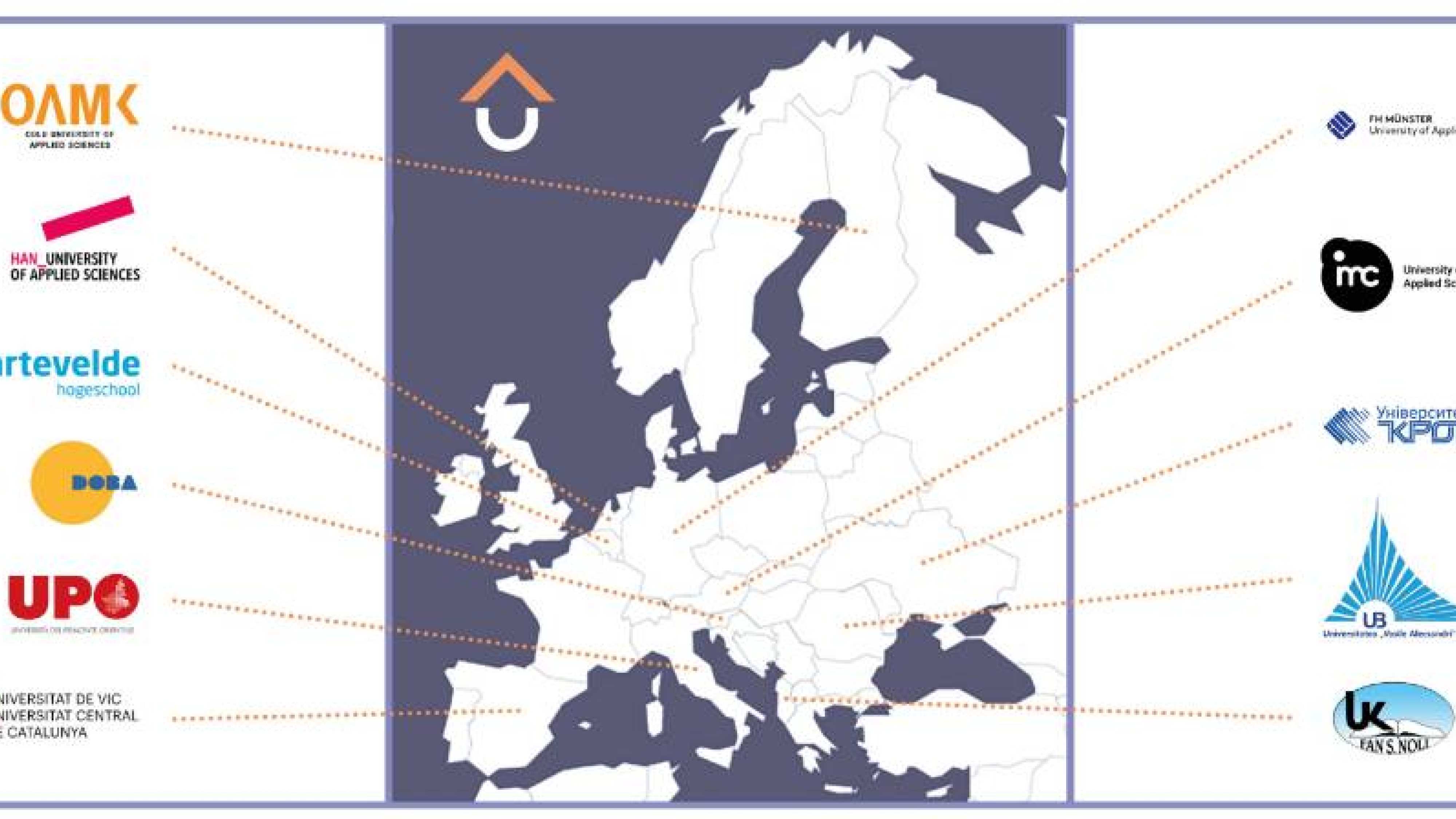 UP University ten partners European map - Toegevoegd door Naomi Plass